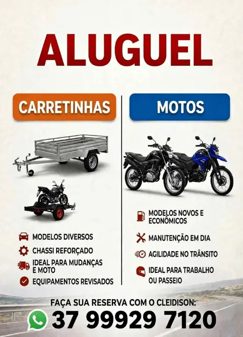 Locação de carretinha e moto